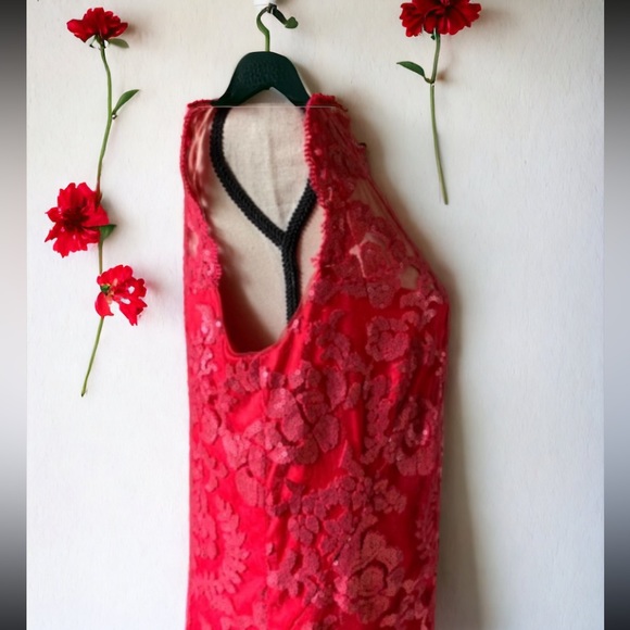 Tadashi Shoji Paillette Embroidered Illusion Lace Dress Size 14 - Picture 11 of 16